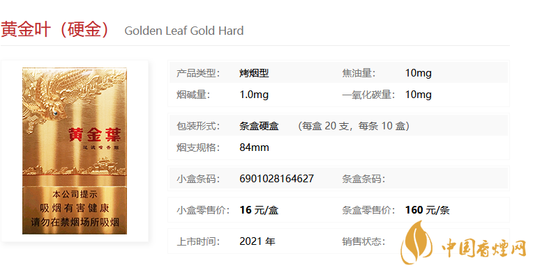 黃金葉（硬金）多少錢一包 黃金葉（硬金）價格參數(shù)一覽。